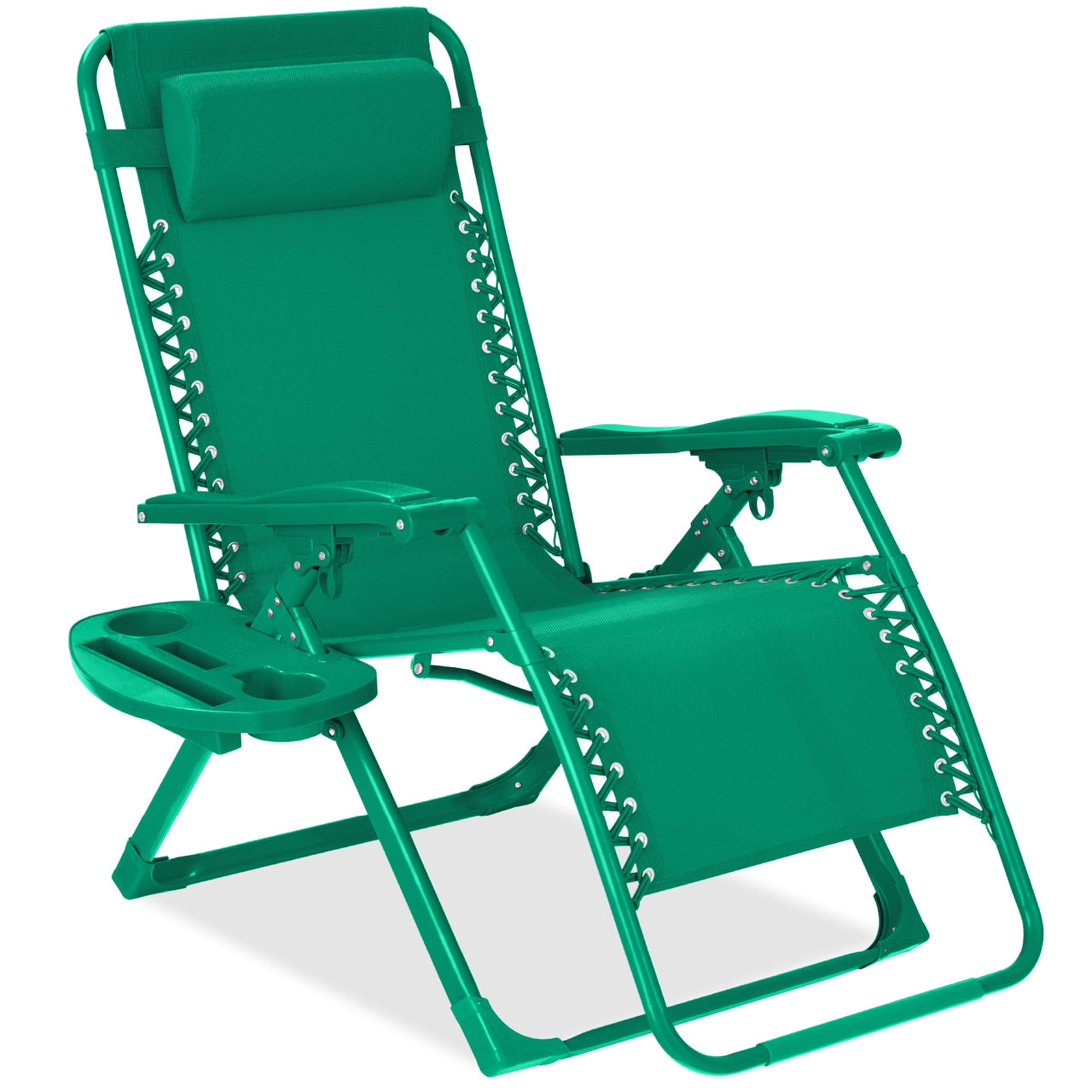 Best Choice Products Monochromatic Zero Gravity Chair, Folding Patio Recliner w/Side Tray, Headrest - Lavender