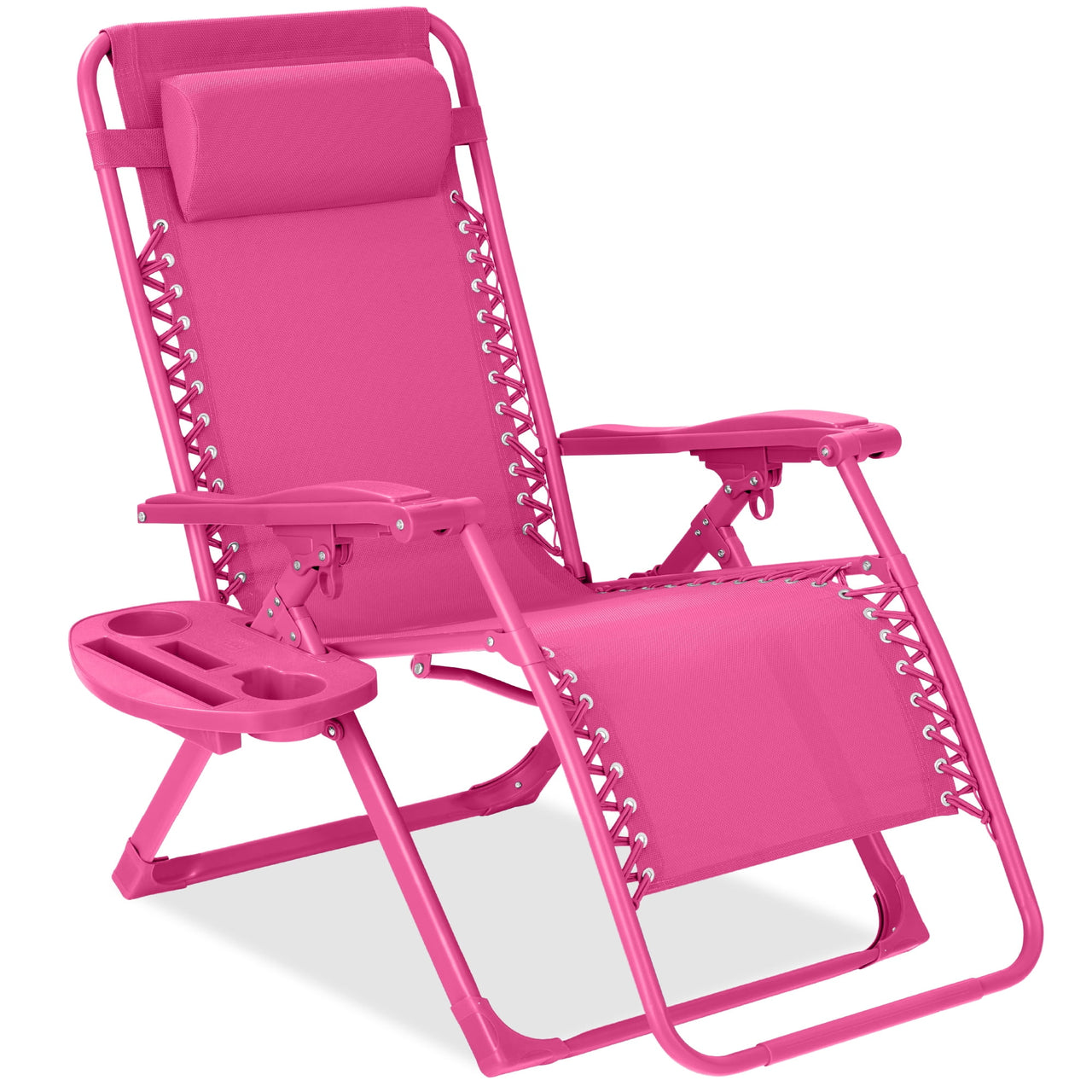 Best Choice Products Monochromatic Zero Gravity Chair, Folding Patio Recliner w/Side Tray, Headrest - Lavender