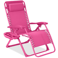 Best Choice Products Monochromatic Zero Gravity Chair, Folding Patio Recliner w/Side Tray, Headrest - Lavender