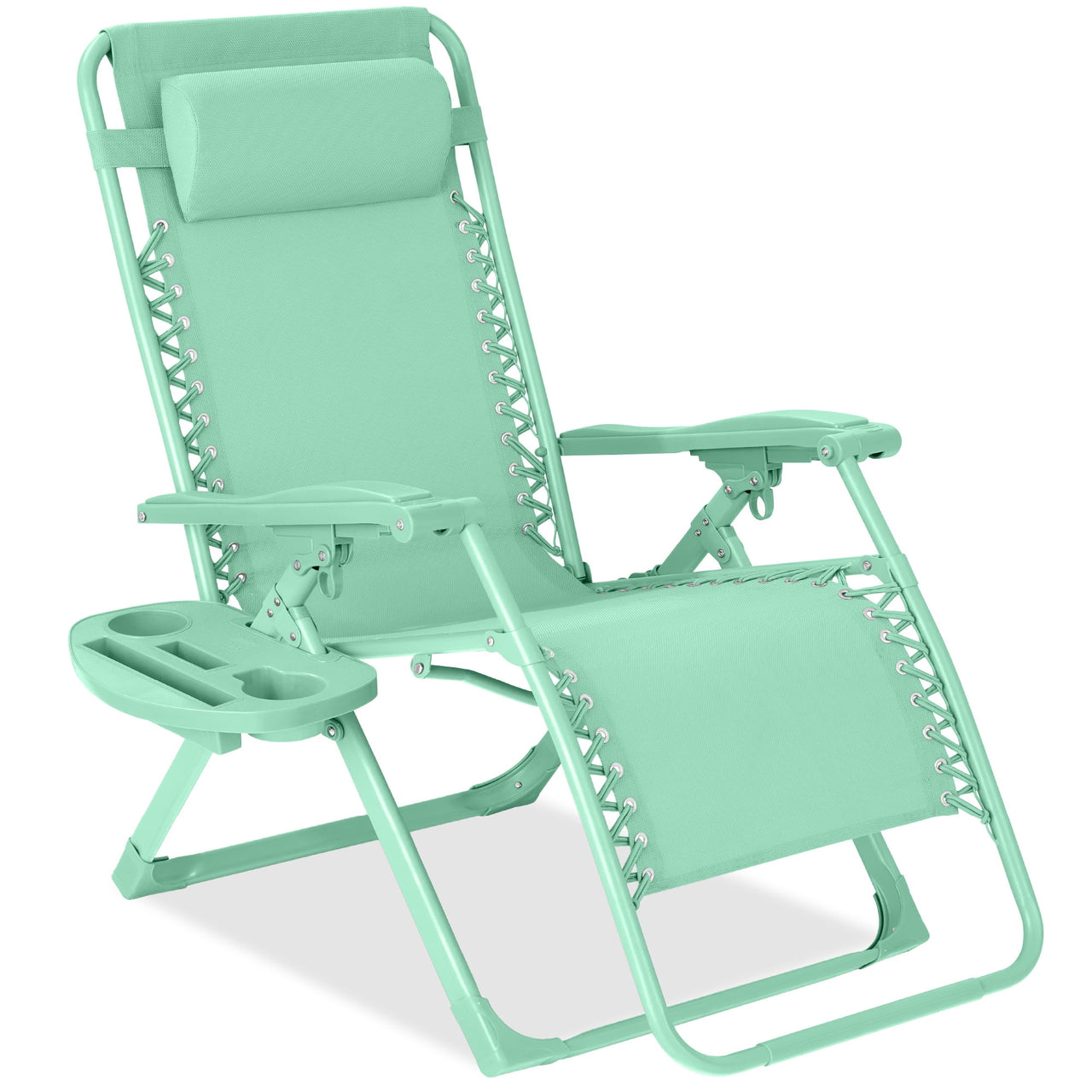 Best Choice Products Monochromatic Zero Gravity Chair, Folding Patio Recliner w/Side Tray, Headrest - Lavender