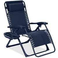 Best Choice Products Monochromatic Zero Gravity Chair, Folding Patio Recliner w/Side Tray, Headrest - Lavender
