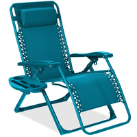Best Choice Products Monochromatic Zero Gravity Chair, Folding Patio Recliner w/Side Tray, Headrest - Lavender