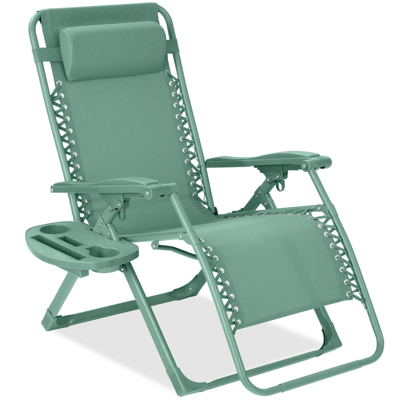 Best Choice Products Monochromatic Zero Gravity Chair, Folding Patio Recliner w/Side Tray, Headrest - Lavender