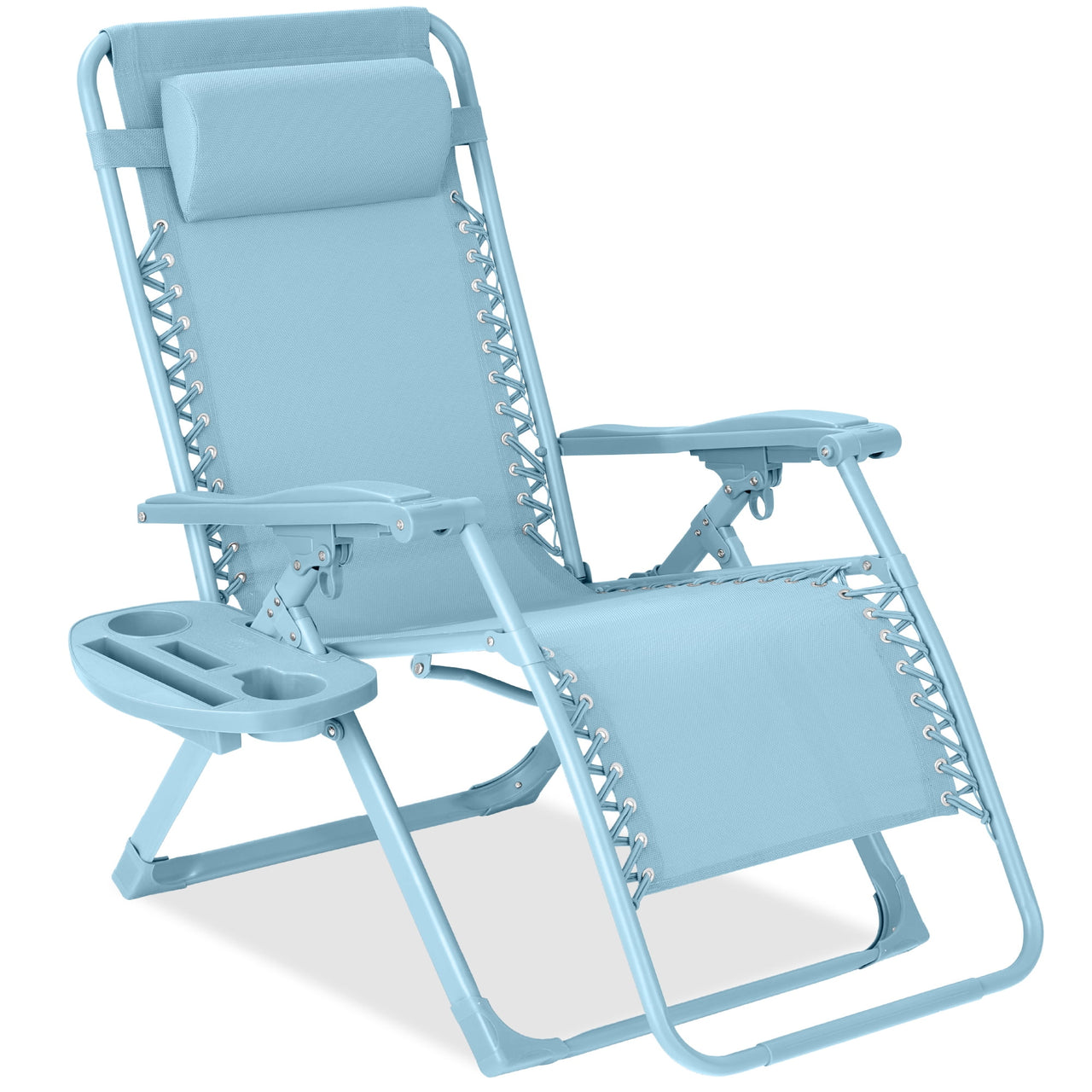 Best Choice Products Monochromatic Zero Gravity Chair, Folding Patio Recliner w/Side Tray, Headrest - Lavender