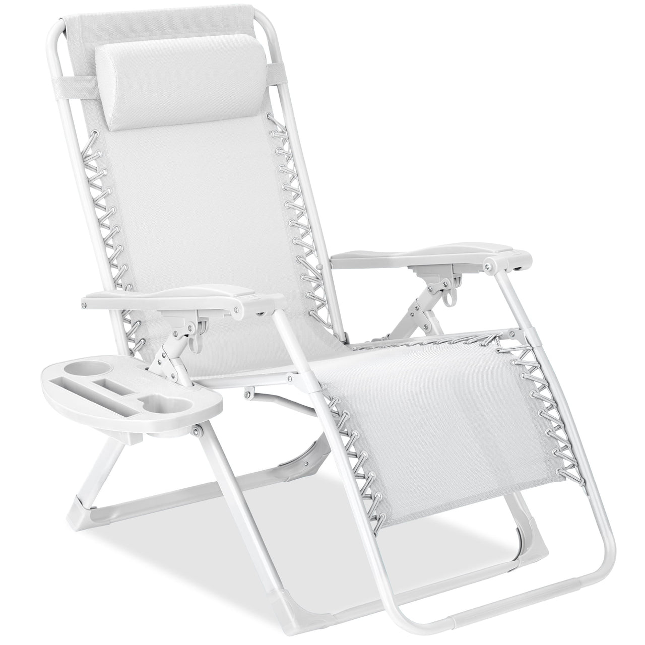 Best Choice Products Monochromatic Zero Gravity Chair, Folding Patio Recliner w/Side Tray, Headrest - Lavender