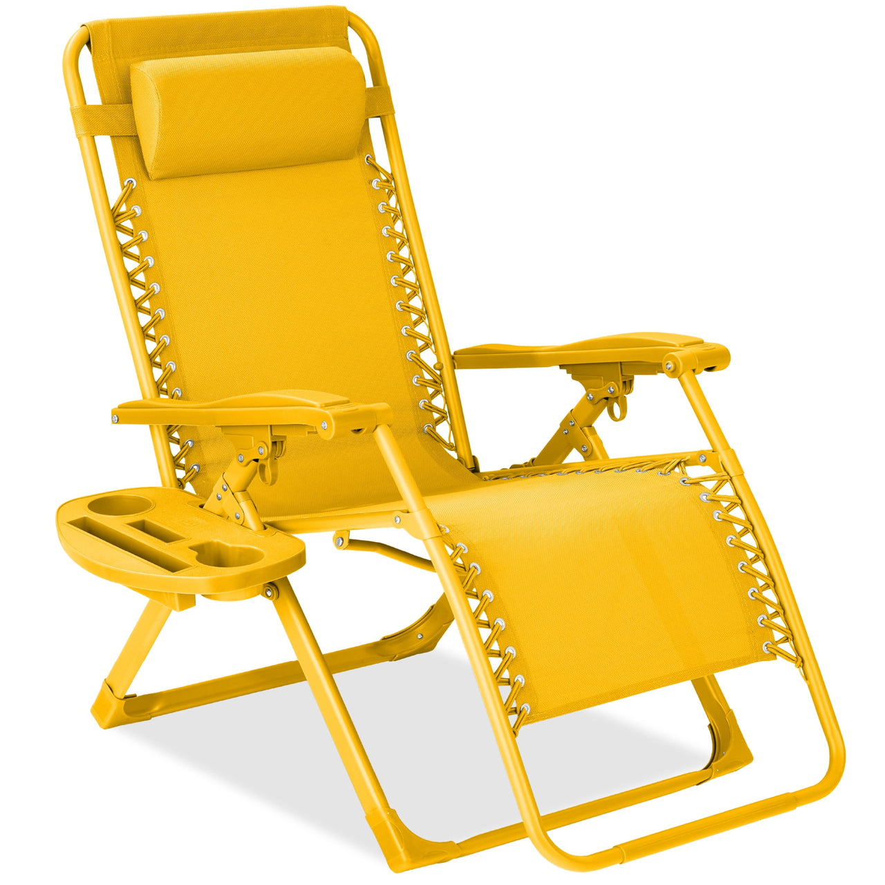 Best Choice Products Monochromatic Zero Gravity Chair, Folding Patio Recliner w/Side Tray, Headrest - Lavender