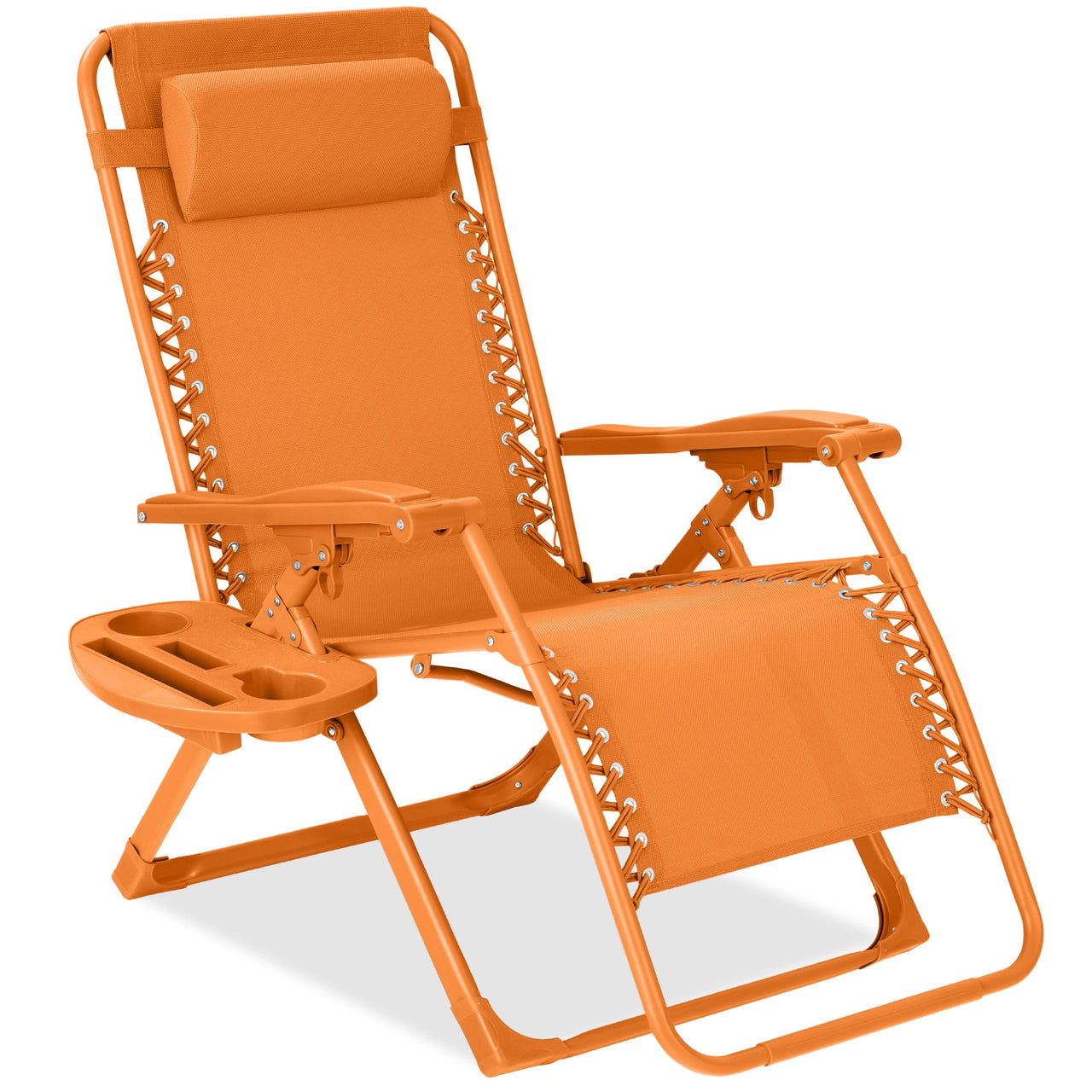 Best Choice Products Monochromatic Zero Gravity Chair, Folding Patio Recliner w/Side Tray, Headrest - Lavender