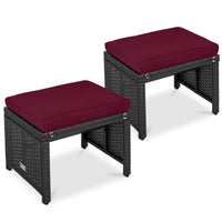 Best Choice Products Set of 2 Multipurpose Patio Wicker Ottomans w/ Removable Cushions - Gray/Navy