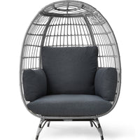 Best Choice Products Wicker Egg Chair Oversized Indoor Outdoor Patio Lounger w/ Steel Frame - Black