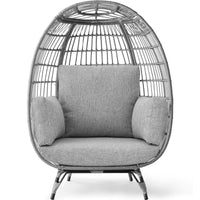 Best Choice Products Wicker Egg Chair Oversized Indoor Outdoor Patio Lounger w/ Steel Frame - Black