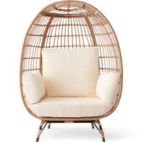 Best Choice Products Wicker Egg Chair Oversized Indoor Outdoor Patio Lounger w/ Steel Frame - Black