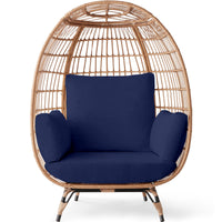 Best Choice Products Wicker Egg Chair Oversized Indoor Outdoor Patio Lounger w/ Steel Frame - Black