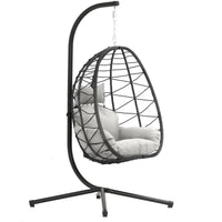 Egg Chair with Stand, Patio Wicker Bifanuo Hanging Chair, Hammock Swing Chair, 350LBS Capacity for Bedroom, Balcony, Garden