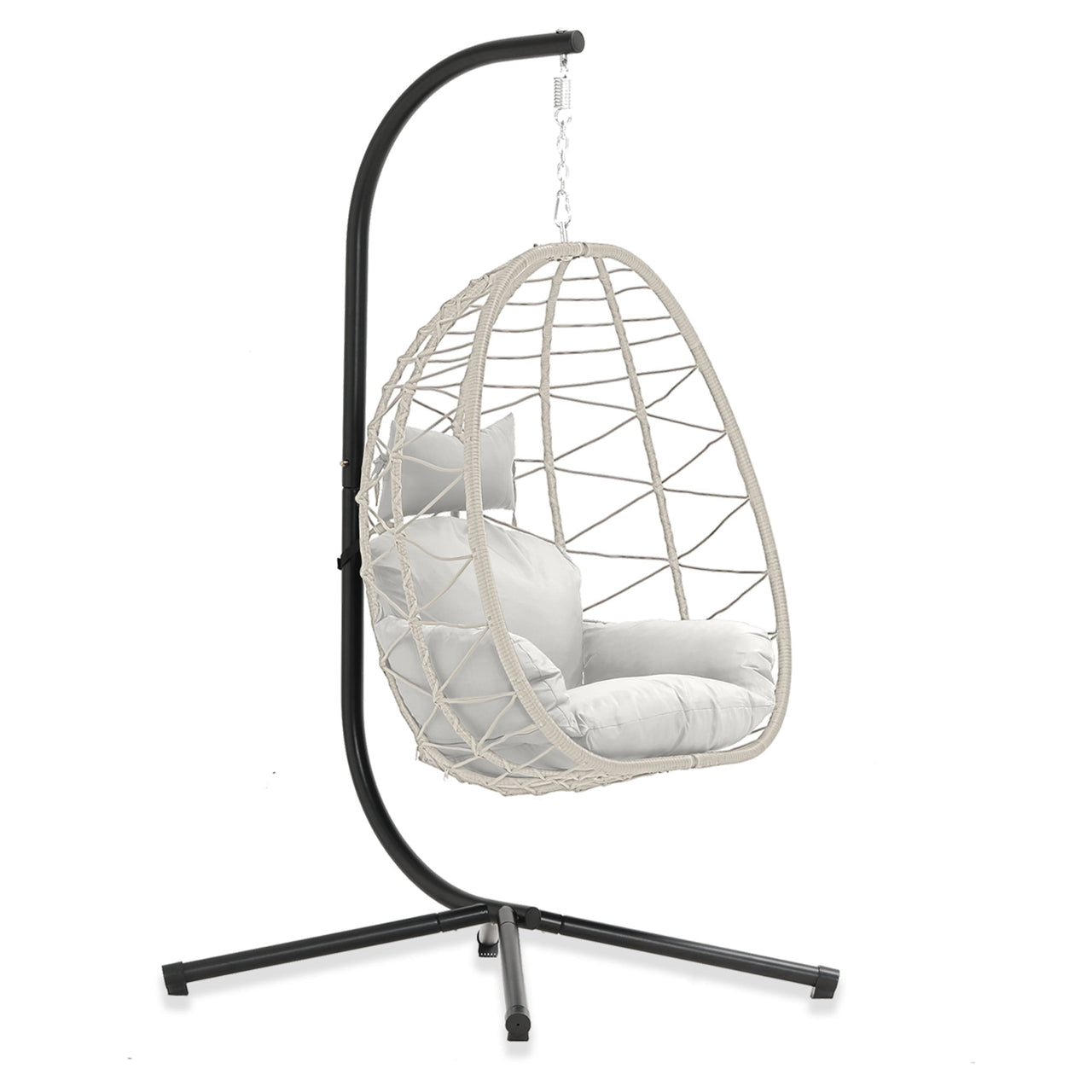 Egg Chair with Stand, Patio Wicker Bifanuo Hanging Chair, Hammock Swing Chair, 350LBS Capacity for Bedroom, Balcony, Garden
