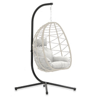 Egg Chair with Stand, Patio Wicker Bifanuo Hanging Chair, Hammock Swing Chair, 350LBS Capacity for Bedroom, Balcony, Garden