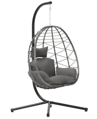 Egg Chair with Stand, Patio Wicker Bifanuo Hanging Chair, Hammock Swing Chair, 350LBS Capacity for Bedroom, Balcony, Garden