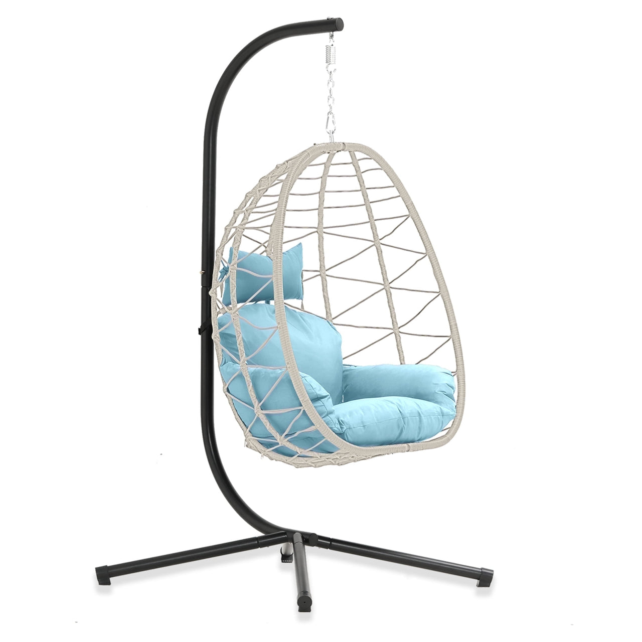 Egg Chair with Stand, Patio Wicker Bifanuo Hanging Chair, Hammock Swing Chair, 350LBS Capacity for Bedroom, Balcony, Garden