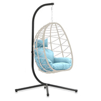 Egg Chair with Stand, Patio Wicker Bifanuo Hanging Chair, Hammock Swing Chair, 350LBS Capacity for Bedroom, Balcony, Garden