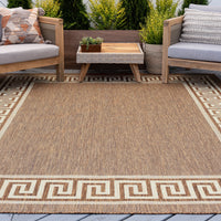 5x8 Water Resistant, Indoor Outdoor Rugs for Patios, Front Door Entry, Entryway, Deck, Porch, Balcony | Outside Area Rug for Patio | Black, Greek Key | Size: 5'3'' x 7'3''