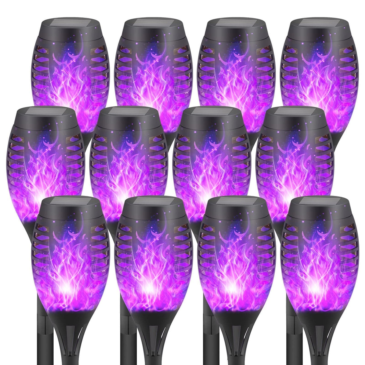 CATGOOD Waterproof LED Flickering Flame Solar Lights, Blue (12 Pack)