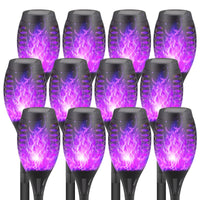 CATGOOD Waterproof LED Flickering Flame Solar Lights, Blue (12 Pack)