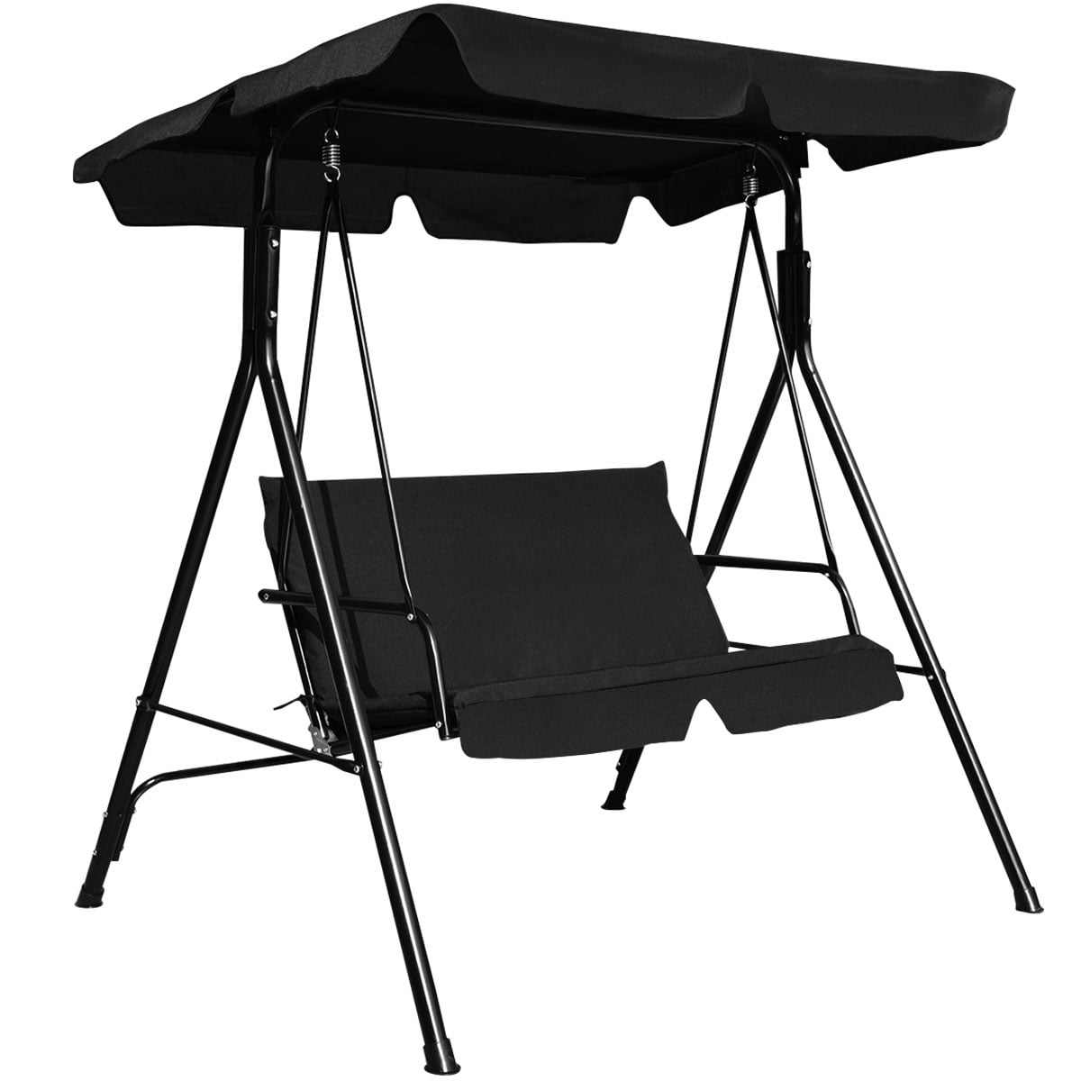 Costway Loveseat Patio Canopy Swing Glider Hammock Cushioned Steel Frame Outdoor Green