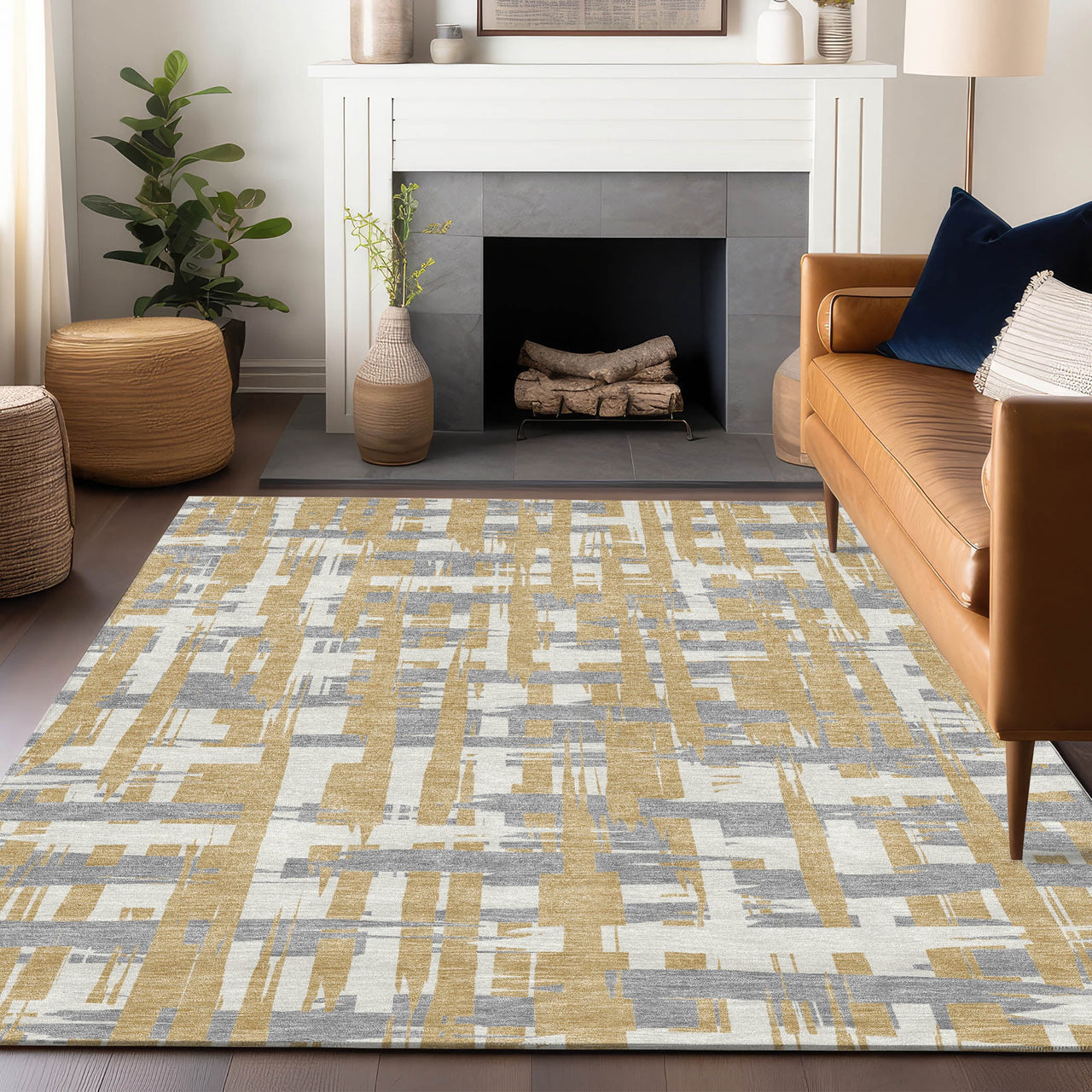 Addison Rugs Chantille Indoor/Outdoor Transitional Stripes Black Machine Washable Rectangle Rug, 10' x 14'