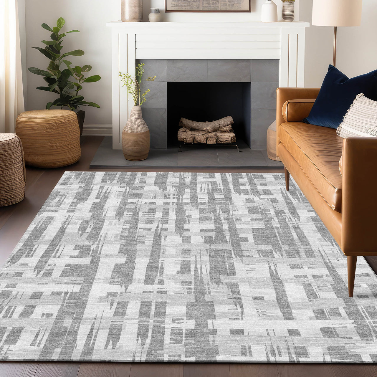 Addison Rugs Chantille Indoor/Outdoor Transitional Stripes Black Machine Washable Rectangle Rug, 10' x 14'