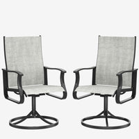 MRUAKA Patio Swivel Chairs Set of 2, Outdoor Dining Chairs Mid Back All Weather Breathable Textilene Outdoor Swivel Chairs with Metal Rocking Frame for Lawn Garden Backyard Deck, Khaki