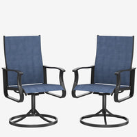 MRUAKA Patio Swivel Chairs Set of 2, Outdoor Dining Chairs Mid Back All Weather Breathable Textilene Outdoor Swivel Chairs with Metal Rocking Frame for Lawn Garden Backyard Deck, Khaki