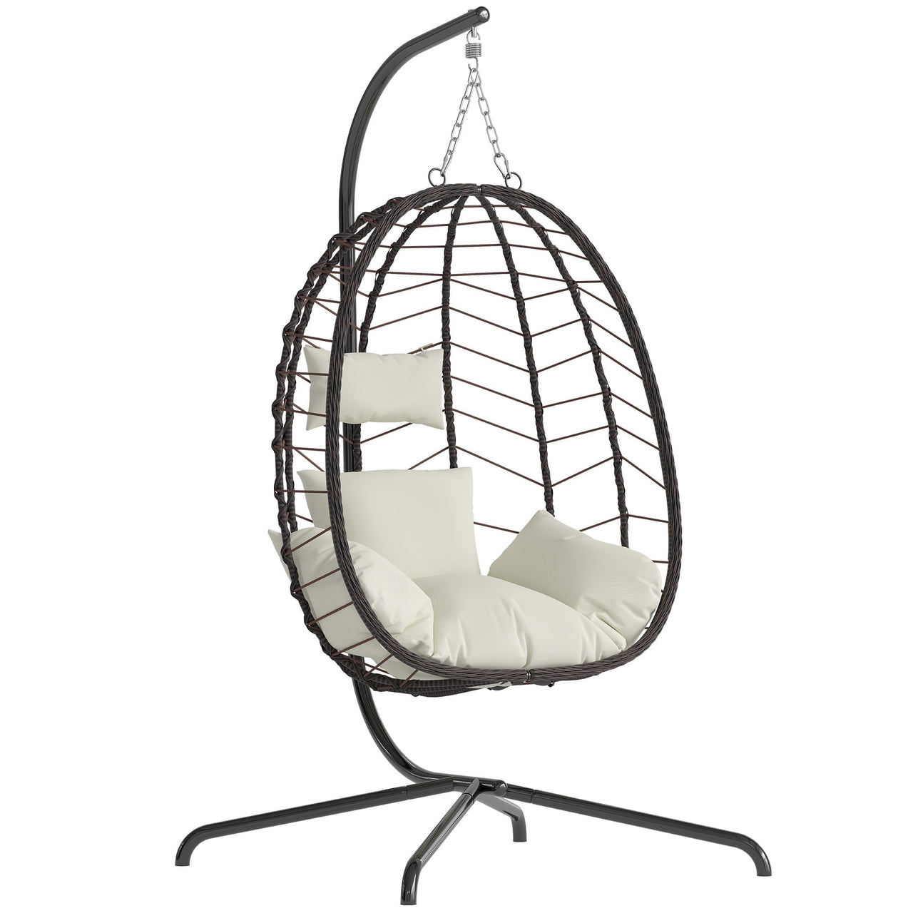 Egg Chair with Stand, Patio Wicker Bifanuo Hanging Chair, Hammock Swing Chair, 350LBS Capacity for Bedroom, Balcony, Garden