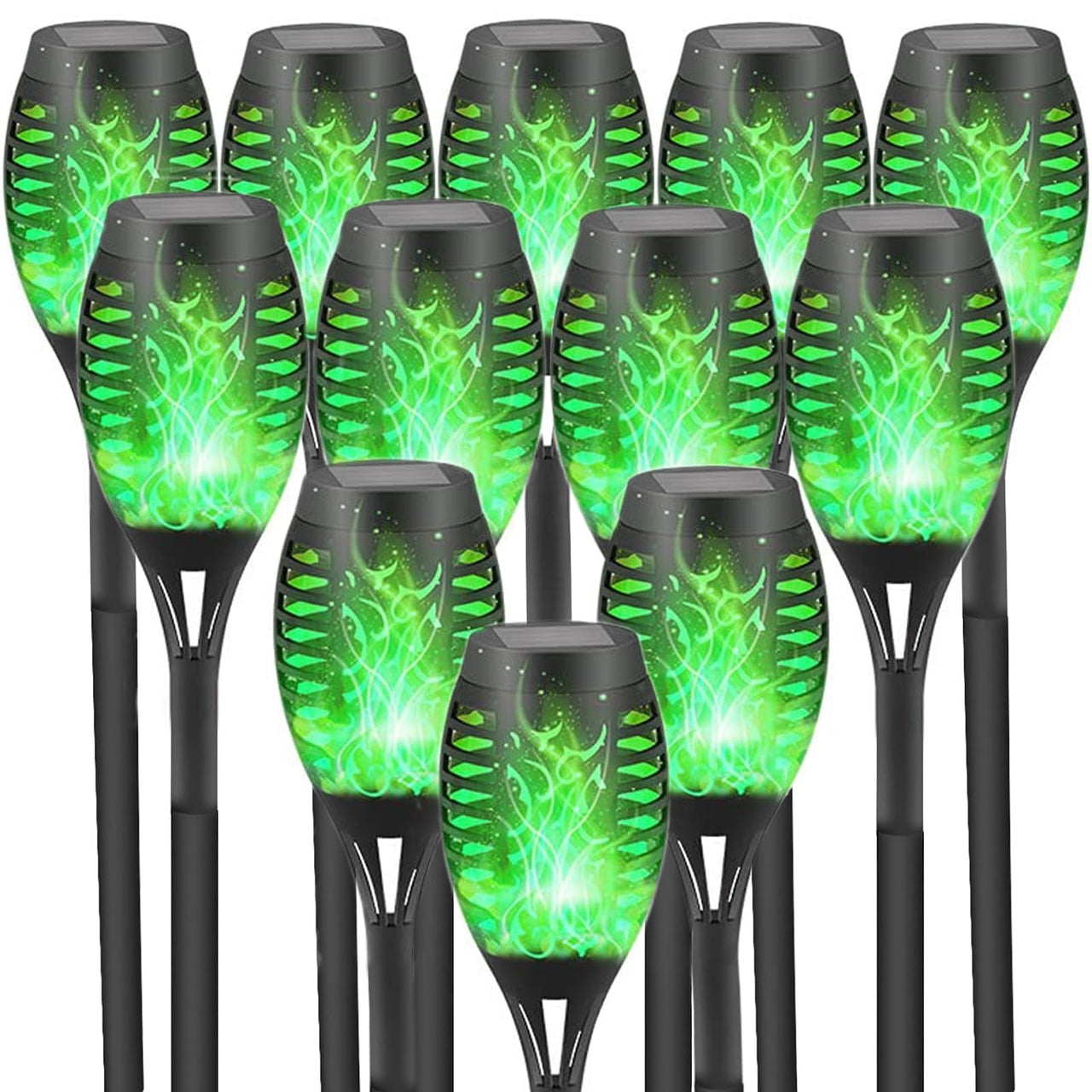 CATGOOD Waterproof LED Flickering Flame Solar Lights, Blue (12 Pack)