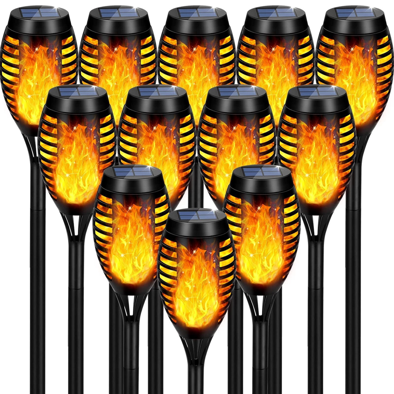 CATGOOD Waterproof LED Flickering Flame Solar Lights, Blue (12 Pack)
