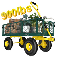 Firstness Heavy Duty Garden Cart, 900 lbs Capacity Garden Wagon with Removable Sides, Black