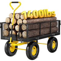 Firstness Heavy Duty Garden Cart, 900 lbs Capacity Garden Wagon with Removable Sides, Black