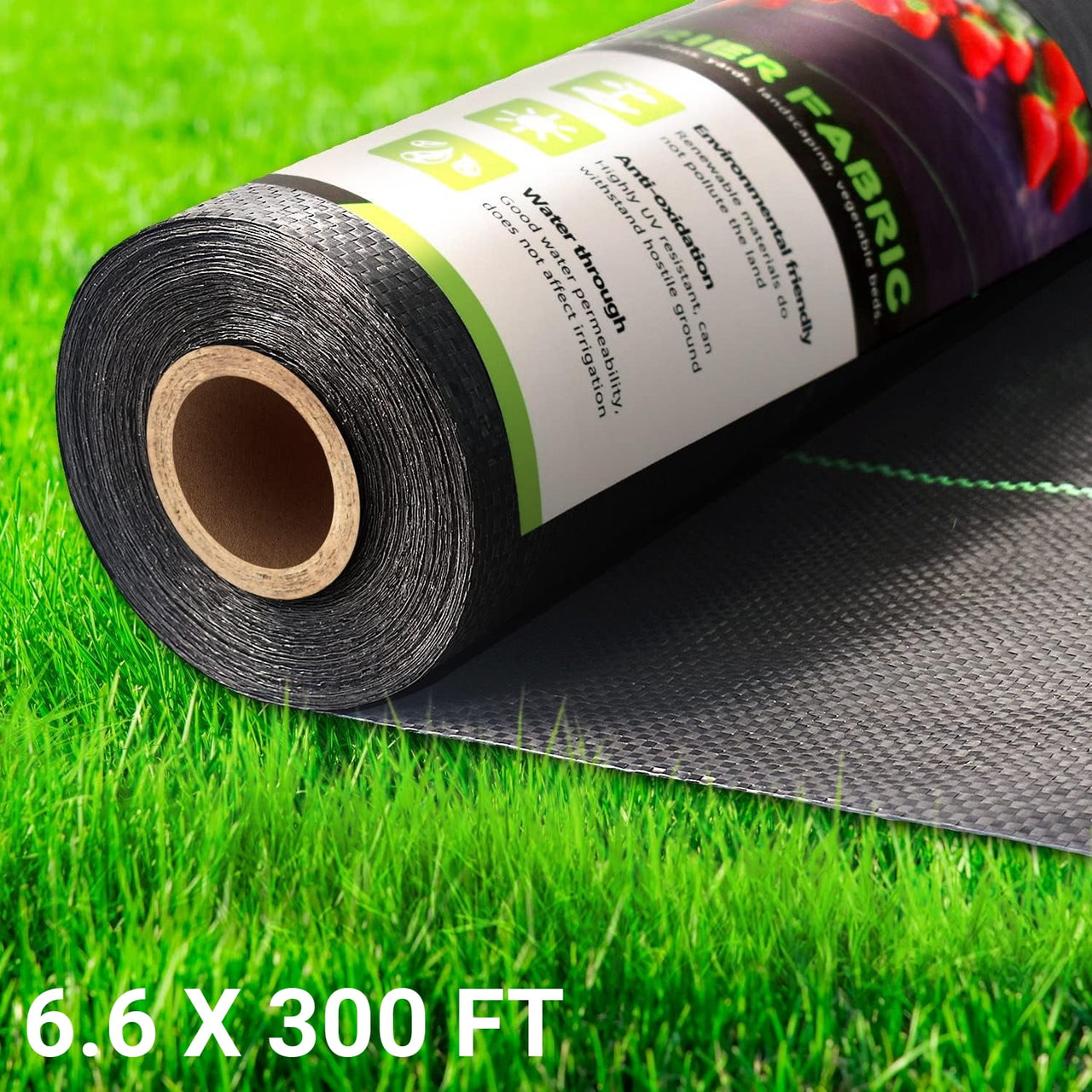BSHAPPLUS® 3.3x50ft Weed Barrier Fabric,3.2OZ Landscape Fabric,Heavy Duty Geotextile Fabric with 12 U-Shaped Securing Pegs,Woven Ground Cover for Commercial Greenhouse,Yard,Garden Barrier Cloth