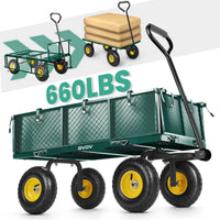 GVDV Heavy Duty Steel Garden Cart with Liner, 660lbs Capacity, 3 Cu ft, 10