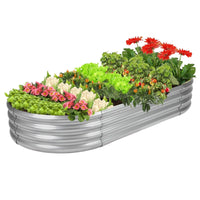 Galvanized Raised Garden Bed Kit, Galvanized Planter Raised Garden Boxes Outdoor, Oval Metal Raised Garden Beds for Vegetables