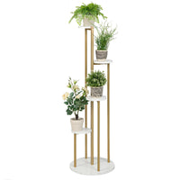 Giantex  4-Tier Metal Plant Stand, Planter Holder  W/ Golden Metal Frame, Faux Marble Finish, Potted Planter Display Rack