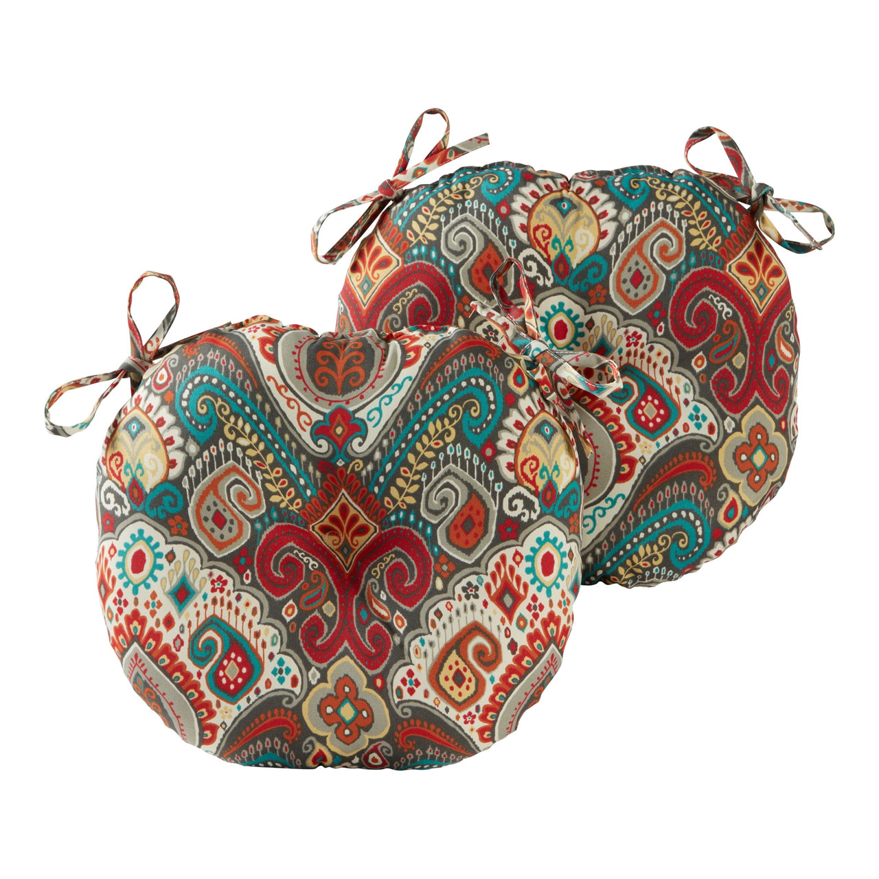 Greendale Home Fashions Heather Gray 15 in. Round Outdoor Reversible Bistro Seat Cushion (Set of 2)