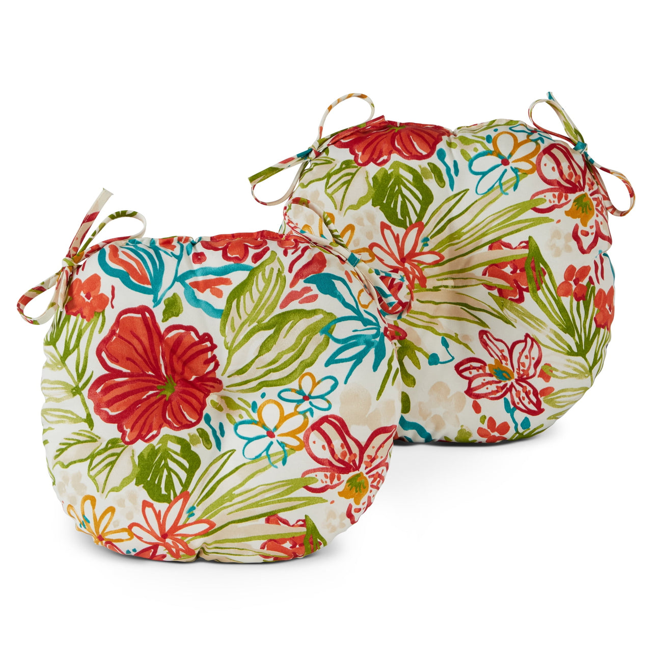 Greendale Home Fashions Heather Gray 15 in. Round Outdoor Reversible Bistro Seat Cushion (Set of 2)