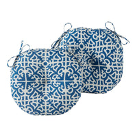Greendale Home Fashions Heather Gray 15 in. Round Outdoor Reversible Bistro Seat Cushion (Set of 2)