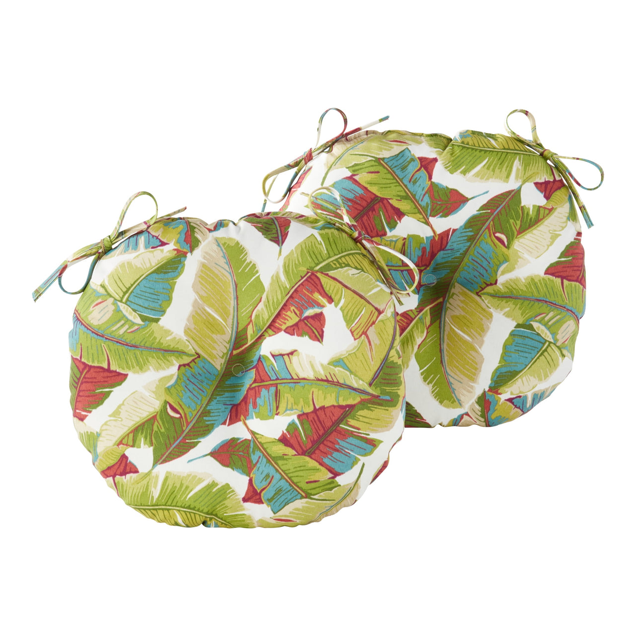 Greendale Home Fashions Heather Gray 15 in. Round Outdoor Reversible Bistro Seat Cushion (Set of 2)