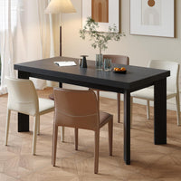 HAUXITIO 63 Inch Dining Table for 6 People, All-Weather Rectangular Table with Solid Wood Legs for Indoor & Outdoor Use,Natural