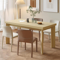 HAUXITIO 63 Inch Dining Table for 6 People, All-Weather Rectangular Table with Solid Wood Legs for Indoor & Outdoor Use,Natural