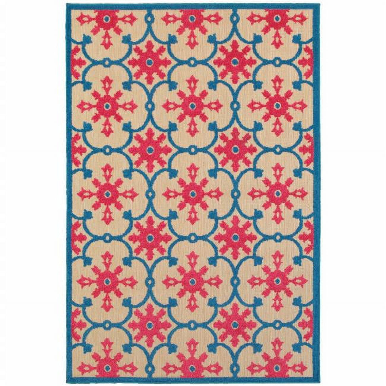 HomeRoots 507571 6 x 9 ft. Sand Oriental Stain Resistant Indoor & Outdoor Rectangle Area Rug