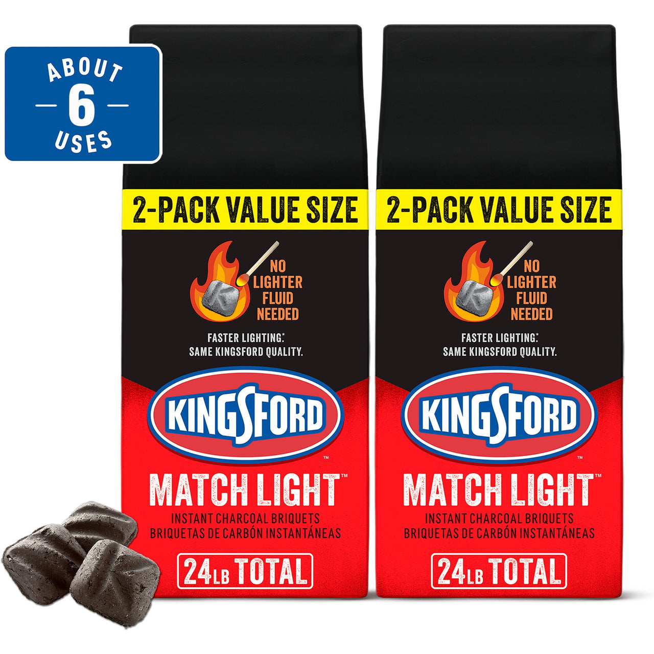 Kingsford Match Light Instant Charcoal Briquettes, 12 lbs Each 2-Pack Value Size
