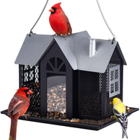 Kingsyard Weatherproof Metal Bird Feeder House, Triple Feeders for Outside Finch Cardinal, White
