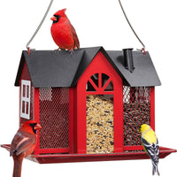 Kingsyard Weatherproof Metal Bird Feeder House, Triple Feeders for Outside Finch Cardinal, White