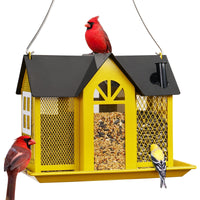 Kingsyard Weatherproof Metal Bird Feeder House, Triple Feeders for Outside Finch Cardinal, White
